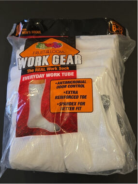 Fruit Of The Loom 10 Pairs Mens White Mid Calf Tube Socks 6-12 Work Gear(D-08)